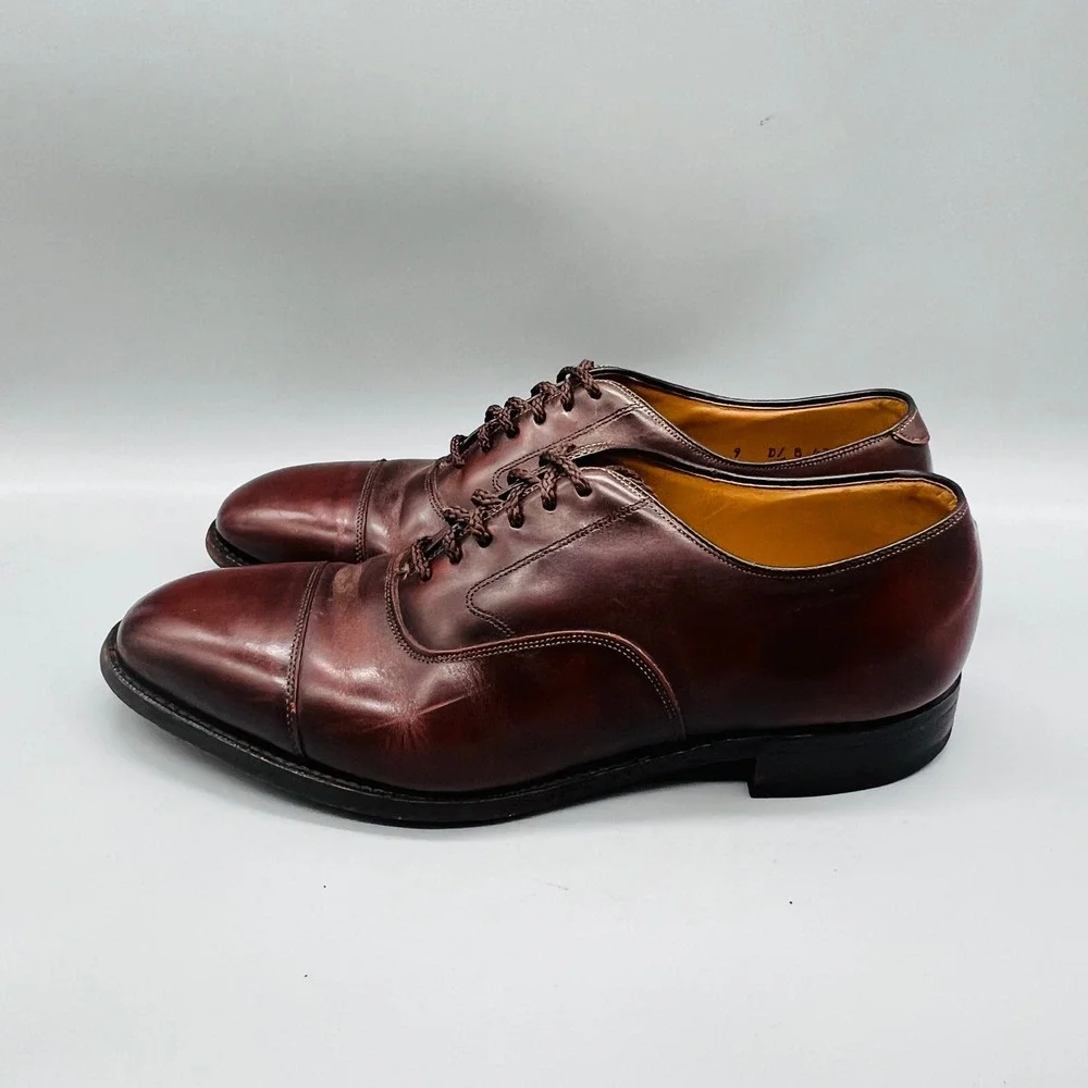 Johnston & Murphy Oxford Mens 9 Bron Leather Cap Toe Optima Dress Shoes Preppy